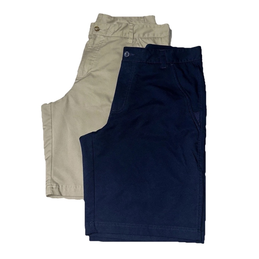 Fila’s Men’s 34 Golf Shorts Set (2) Athletic Performance Navy Tan Casual Wear